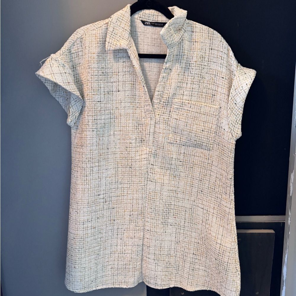 Zara Cream Button-Down Shirt